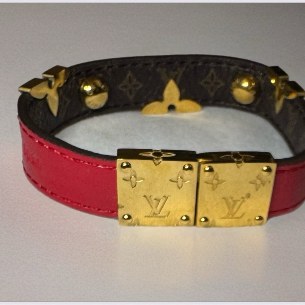 Louis Vuitton Red and Gold Monogram Bracelet